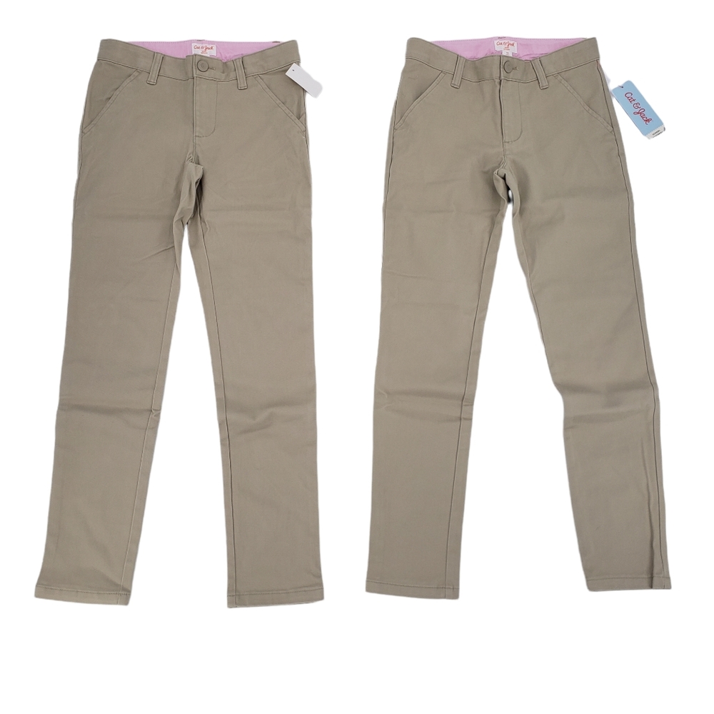 NWT Cat & Jack Girls School Uniform Pants Size 10 - Two Pack Sourdough B…